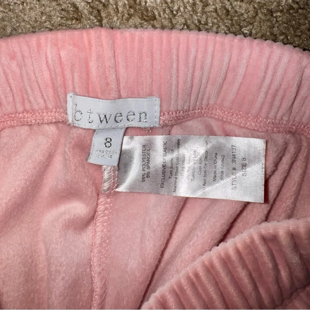 Btween girls size 8 Pink Velour soft hooded top and flare pants 2-set - Picture 5 of 6